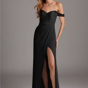 Azazie Black Off-Shoulder Maxi Dress
